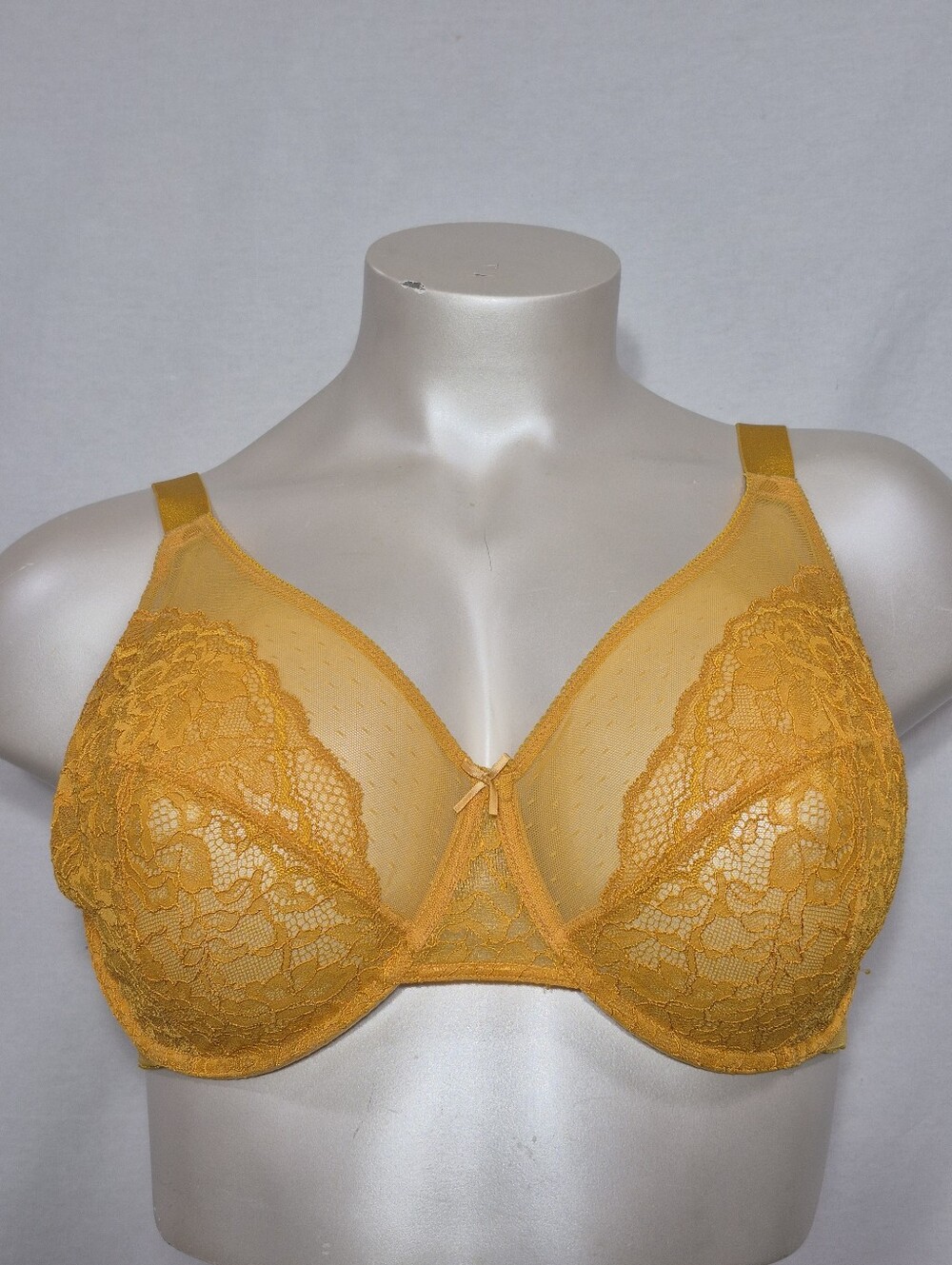 42G HSIA Semi Sheer See Thru‎ Lace Unlined Underwire Bra Orange